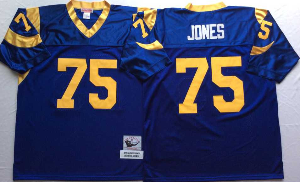 Rams 75 Deacon Jones Blue M&N Throwback Jersey->nfl m&n throwback->NFL Jersey